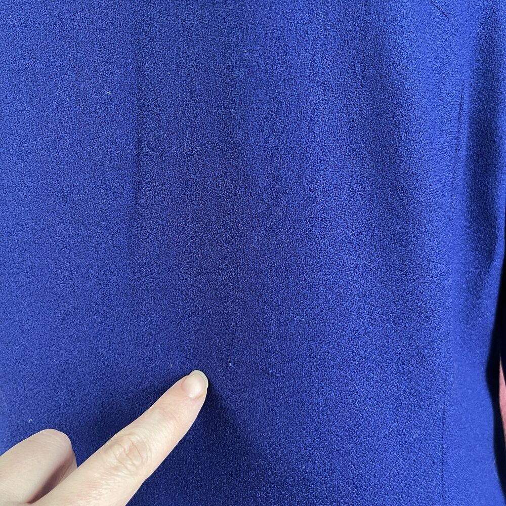 VTG 90s J.G. Hook Wool Shift Dress Royal Blue Long Sleeve Preppy Academia Size12 - Picture 9 of 12